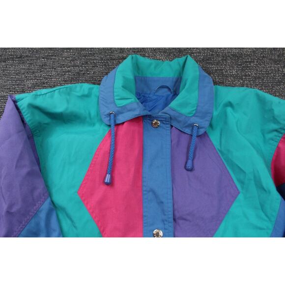 Vtg Charles Klein Front Snap Close Jacket Size Medium Color Block Retro 1990s - Picture 3 of 13